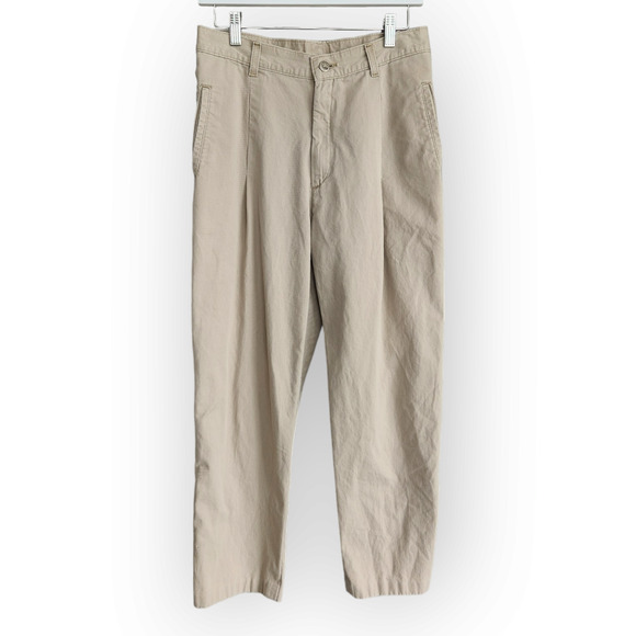 Vintage Riveted Lee Khaki Pleated High Waisted  Capri Trousers Pants 28 - Picture 1 of 7